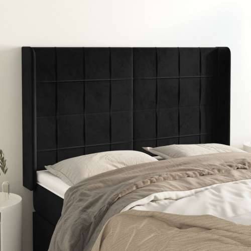 Uzglavlje s ušima crno 147x16x118/128 cm baršunasto - Crna 147 x 16 x 118/128 cm 1 Cijena
