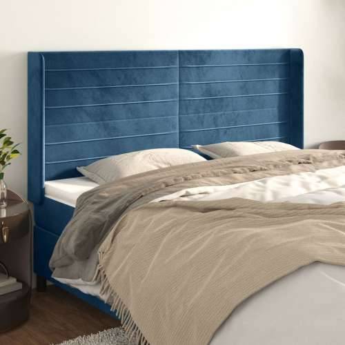 Uzglavlje s ušima tamnoplavo 163x16x118/128 cm baršunasto - Tamno plava 163 x 16 x 118/128 cm 1 Cijena