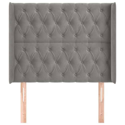 Uzglavlje s ušima svjetlosivo 93x16x118/128 cm baršunasto - Svjetlosiva 93 x 16 x 118/128 cm 1 Cijena