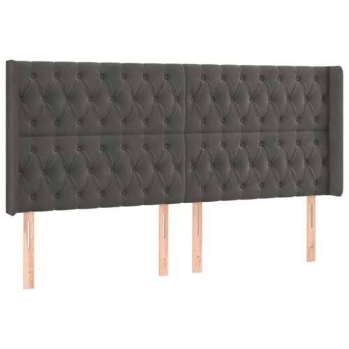 Uzglavlje s ušima tamnosivo 203x16x118/128 cm baršunasto - Tamno siva 203 x 16 x 118/128 cm 1 Cijena