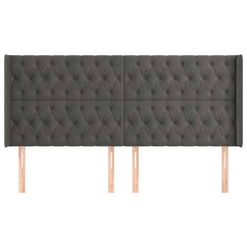 Uzglavlje s ušima tamnosivo 203x16x118/128 cm baršunasto - Tamno siva 203 x 16 x 118/128 cm 1 Cijena