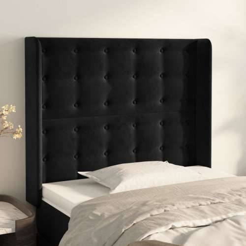 Uzglavlje s ušima crno 83x16x118/128 cm baršunasto - Crna 83 x 16 x 118/128 cm 1 Cijena