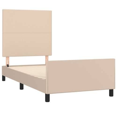 Okvir za krevet s uzglavljem cappuccino 90x200 cm umjetna koža - Boja cappuccina 90 x 200 cm Gladak dizajn Cijena