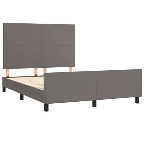 Okvir za krevet s uzglavljem sivi 140x190 cm od umjetne kože - Siva 140 x 190 cm Gladak dizajn Cijena