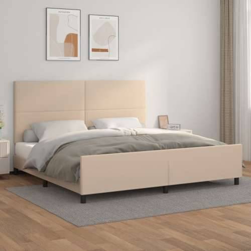 Okvir za krevet s uzglavljem cappuccina 200x200 cm umjetna koža - Boja cappuccina 200 x 200 cm Gladak dizajn Cijena