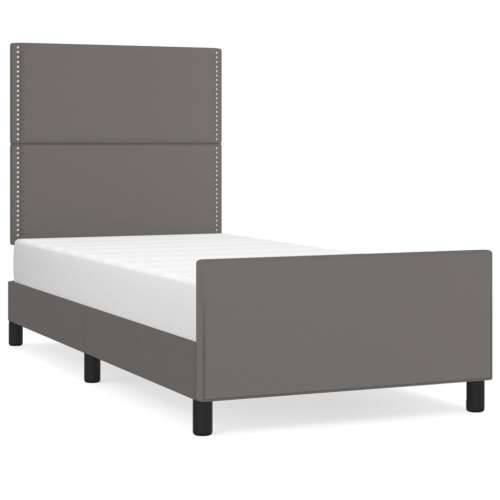 Okvir za krevet s uzglavljem sivi 80 x 200 cm od umjetne kože - Siva 80 x 200 cm Obično s čavlima Cijena