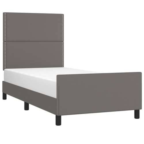 Okvir za krevet s uzglavljem sivi 80 x 200 cm od umjetne kože - Siva 80 x 200 cm Obično s čavlima Cijena