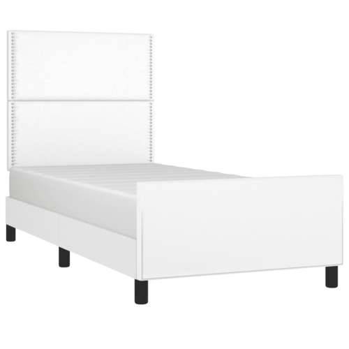 Okvir za krevet s uzglavljem bijeli 100x200 cm od umjetne kože - Bijela 100 x 200 cm Obično s čavlima Cijena