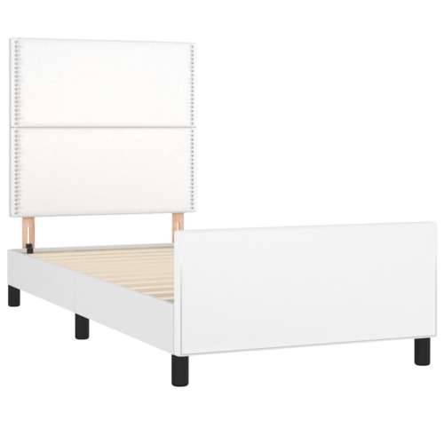 Okvir za krevet s uzglavljem bijeli 100x200 cm od umjetne kože - Bijela 100 x 200 cm Obično s čavlima Cijena