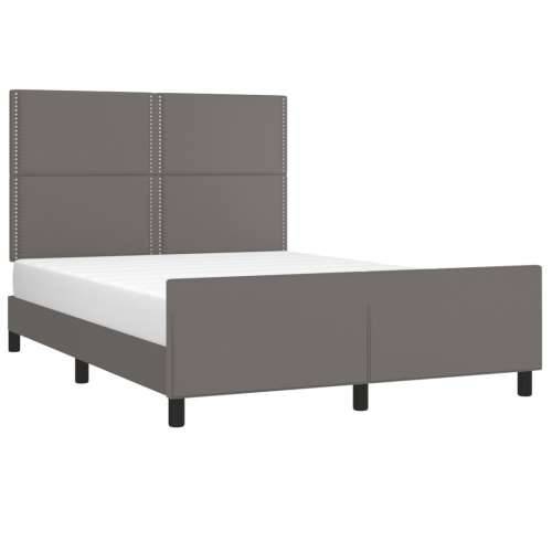 Okvir za krevet s uzglavljem sivi 140x190 cm od umjetne kože - Siva 140 x 190 cm Obično s čavlima Cijena