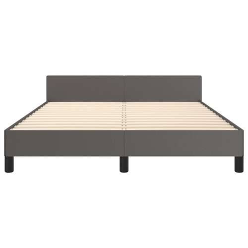 Okvir za krevet s uzglavljem sivi 140x190 cm od umjetne kože - Siva 140 x 190 cm Obično s čavlima Cijena