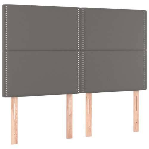 Okvir za krevet s uzglavljem sivi 140x190 cm od umjetne kože - Siva 140 x 190 cm Obično s čavlima Cijena
