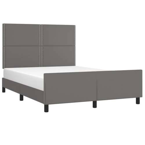 Okvir za krevet s uzglavljem sivi 140x200 cm od umjetne kože - Siva 140 x 200 cm Obično s čavlima Cijena