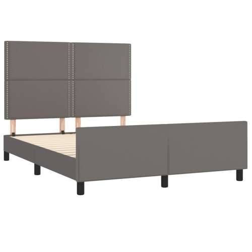 Okvir za krevet s uzglavljem sivi 140x200 cm od umjetne kože - Siva 140 x 200 cm Obično s čavlima Cijena