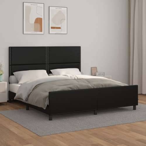 Okvir za krevet s uzglavljem crni 180x200 cm od umjetne kože - Crna 180 x 200 cm Obično s čavlima Cijena