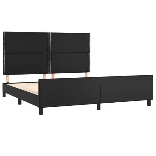 Okvir za krevet s uzglavljem crni 180x200 cm od umjetne kože - Crna 180 x 200 cm Obično s čavlima Cijena