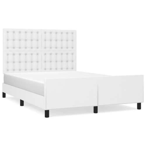 Okvir za krevet s uzglavljem bijeli 140x190 cm od umjetne kože - Bijela 140 x 190 cm gumbi Cijena