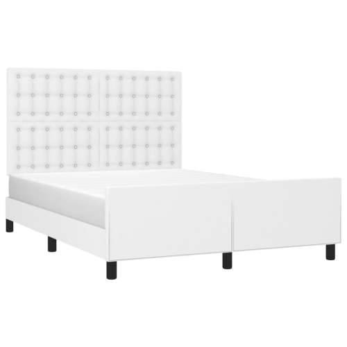 Okvir za krevet s uzglavljem bijeli 140x190 cm od umjetne kože - Bijela 140 x 190 cm gumbi Cijena