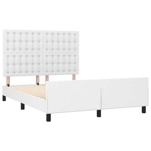 Okvir za krevet s uzglavljem bijeli 140x190 cm od umjetne kože - Bijela 140 x 190 cm gumbi Cijena
