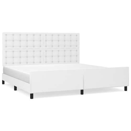 Okvir za krevet s uzglavljem bijeli 200x200 cm od umjetne kože - Bijela 200 x 200 cm gumbi Cijena