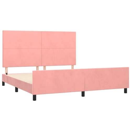 Okvir za krevet s uzglavljem ružičasti 160x200 cm baršunasti - Ružičasta 160 x 200 cm Gladak dizajn Cijena