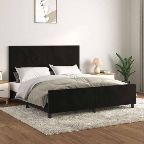 Okvir za krevet s uzglavljem crni 180x200 cm baršunasti - Crna 180 x 200 cm Gladak dizajn Cijena