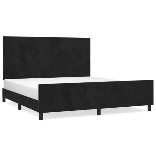 Okvir za krevet s uzglavljem crni 180x200 cm baršunasti - Crna 180 x 200 cm Gladak dizajn Cijena