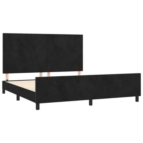 Okvir za krevet s uzglavljem crni 180x200 cm baršunasti - Crna 180 x 200 cm Gladak dizajn Cijena