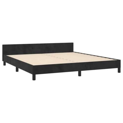 Okvir za krevet s uzglavljem crni 180x200 cm baršunasti - Crna 180 x 200 cm Gladak dizajn Cijena