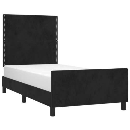 Okvir za krevet s uzglavljem crni 80x200 cm baršunasti - Crna 80 x 200 cm Obično s čavlima Cijena