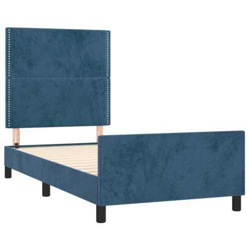 Okvir za krevet bez madraca tamnoplavi 100x200 cm baršunasti - Tamno plava 100 x 200 cm Obično s čavlima Cijena