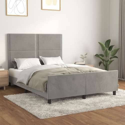 Okvir za krevet bez madraca svjetlosivi 140 x 190 cm baršunasti - Svjetlosiva 140 x 190 cm Obično s čavlima Cijena