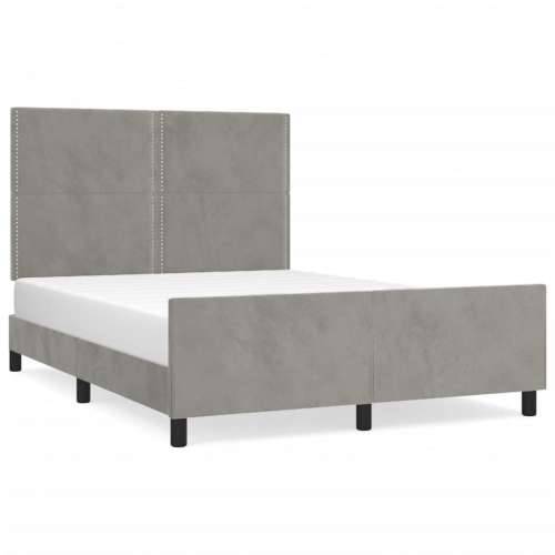 Okvir za krevet bez madraca svjetlosivi 140 x 190 cm baršunasti - Svjetlosiva 140 x 190 cm Obično s čavlima Cijena