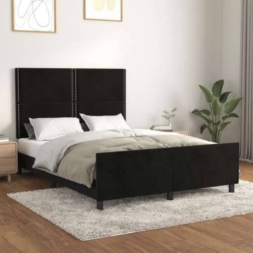 Okvir za krevet bez madraca crni 140 x 190 cm baršunasti - Crna 140 x 190 cm Obično s čavlima Cijena