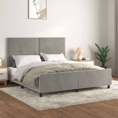 Okvir za krevet s uzglavljem svjetlosivi 180x200 cm baršunasti - Svjetlosiva 180 x 200 cm Obično s čavlima Cijena