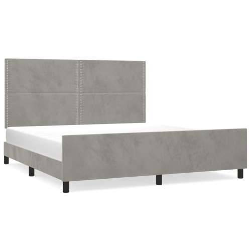 Okvir za krevet s uzglavljem svjetlosivi 180x200 cm baršunasti - Svjetlosiva 180 x 200 cm Obično s čavlima Cijena
