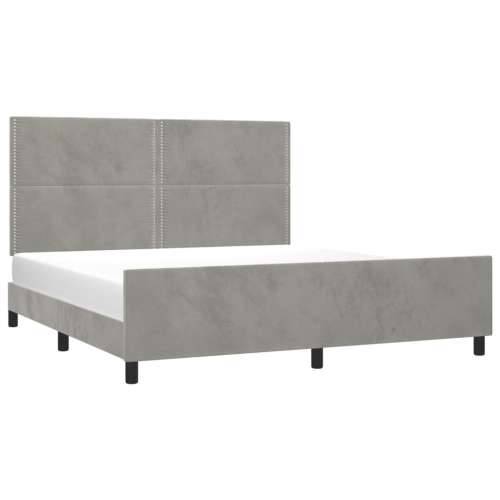 Okvir za krevet s uzglavljem svjetlosivi 180x200 cm baršunasti - Svjetlosiva 180 x 200 cm Obično s čavlima Cijena
