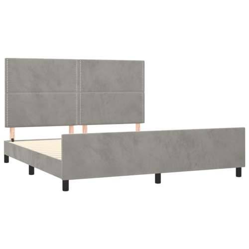 Okvir za krevet s uzglavljem svjetlosivi 180x200 cm baršunasti - Svjetlosiva 180 x 200 cm Obično s čavlima Cijena