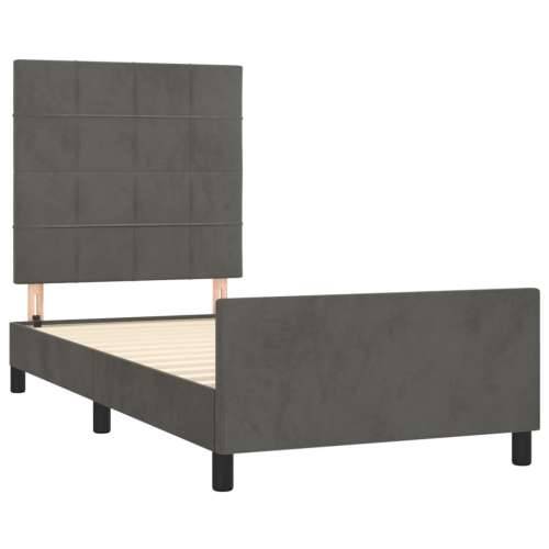 Okvir za krevet bez madraca tamnosivi 80x200 cm baršunasti - Tamno siva 80 x 200 cm Blok s kvadratima Cijena