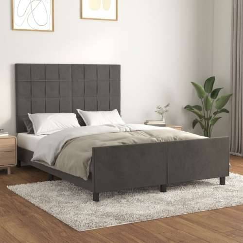 Okvir za krevet bez madraca tamnosivi 140 x 190 cm baršunasti - Tamno siva 140 x 190 cm Blok s kvadratima Cijena
