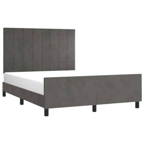 Okvir za krevet bez madraca tamnosivi 140 x 190 cm baršunasti - Tamno siva 140 x 190 cm Blok s kvadratima Cijena