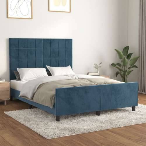 Okvir za krevet bez madraca tamnoplavi 140x190 cm baršunasti - Tamno plava 140 x 190 cm Blok s kvadratima Cijena