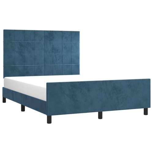 Okvir za krevet bez madraca tamnoplavi 140x190 cm baršunasti - Tamno plava 140 x 190 cm Blok s kvadratima Cijena