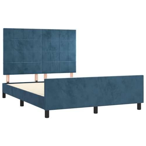 Okvir za krevet bez madraca tamnoplavi 140x190 cm baršunasti - Tamno plava 140 x 190 cm Blok s kvadratima Cijena