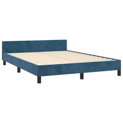 Okvir za krevet bez madraca tamnoplavi 140x190 cm baršunasti - Tamno plava 140 x 190 cm Blok s kvadratima Cijena