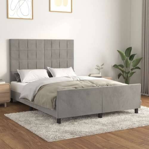 Okvir za krevet bez madraca svjetlosivi 140x200 cm baršunasti - Svjetlosiva 140 x 200 cm Blok s kvadratima Cijena