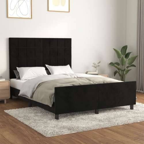 Okvir za krevet bez madraca crni 140x200 cm baršunasti - Crna 140 x 200 cm Blok s kvadratima Cijena