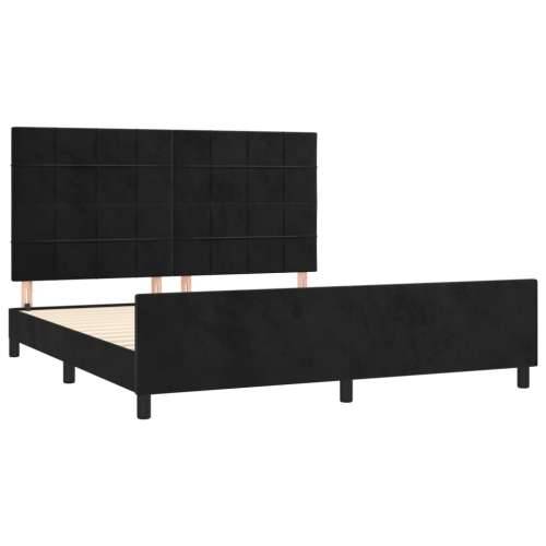 Okvir za krevet bez madraca crni 160x200 cm baršunasti - Crna 160 x 200 cm Blok s kvadratima Cijena