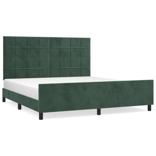 Okvir za krevet bez madraca tamnozeleni 160x200 cm baršunasti - Tamnozelena 160 x 200 cm Blok s kvadratima Cijena