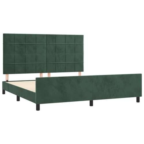 Okvir za krevet bez madraca tamnozeleni 160x200 cm baršunasti - Tamnozelena 160 x 200 cm Blok s kvadratima Cijena